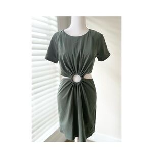 & Other Stories Olive Green Cutout Ring Mini Dress
